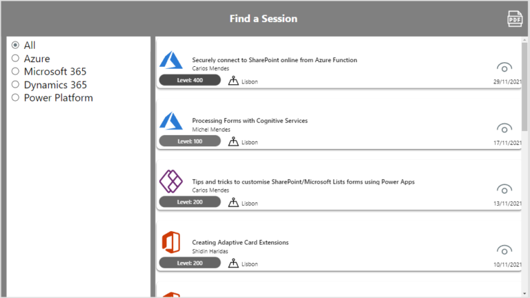 Export a Power Apps gallery as PDF file using the new PDF function, and ...