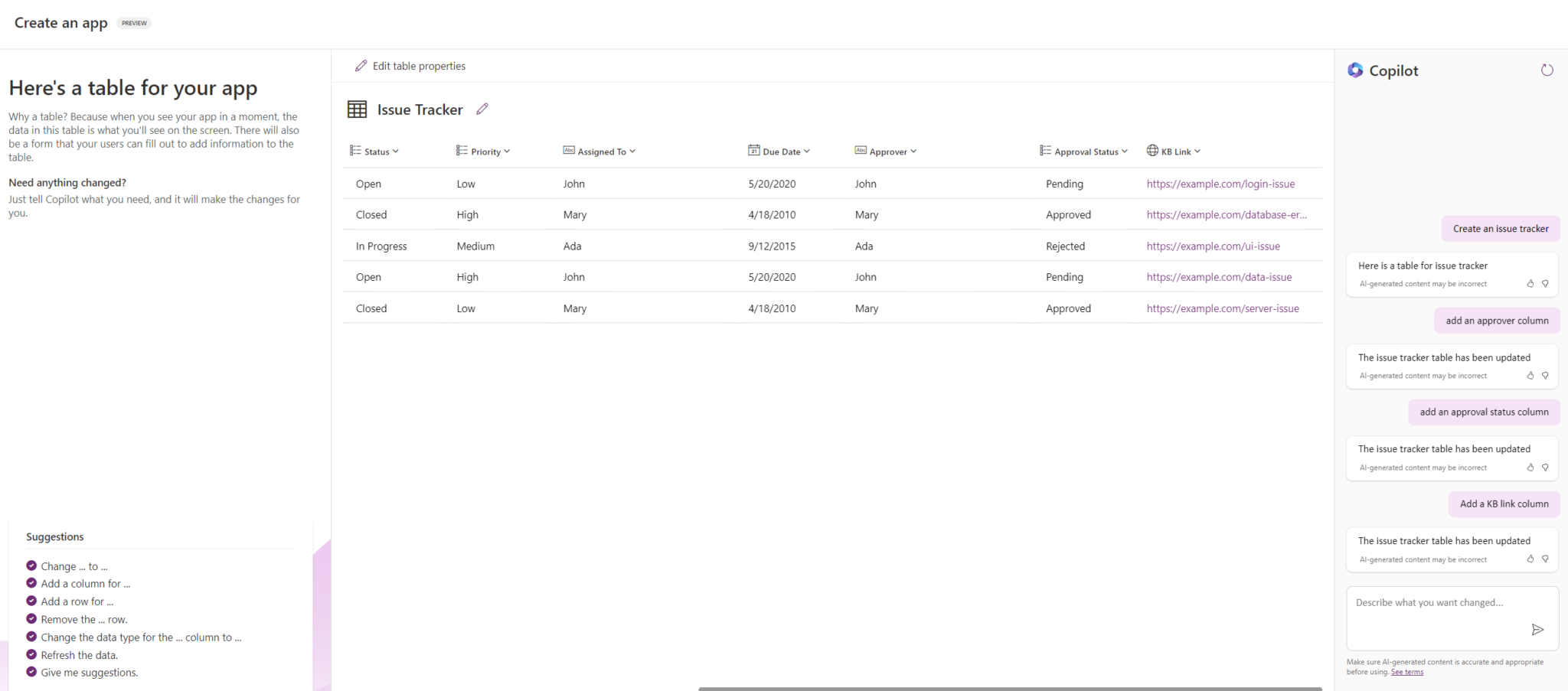 Create an Issue Tracker App using Power Apps Copilot (Preview ...